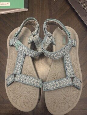 JSport by Jambu Light Aqua Chevron Strap Sandals